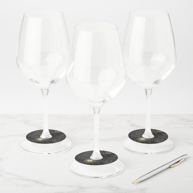 Étiquette Pour Verre De Vin Motif Astrologique Black Gold (Lot)