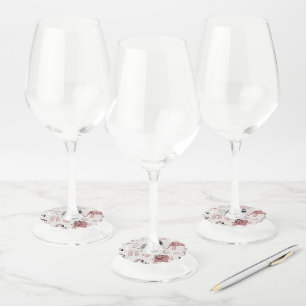 Étiquette Pour Verre De Vin motif avec des éléphants et des girafes mignons gé