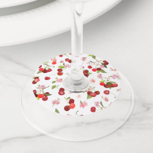 Étiquette Pour Verre De Vin Motif cerise 1
