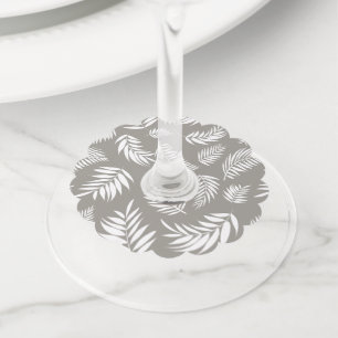 Étiquette Pour Verre De Vin Motif de feuilles tropicales 9