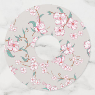 Étiquette Pour Verre De Vin Motif de fleurs effrayantes