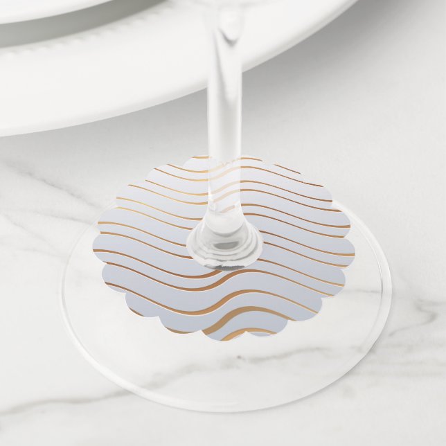 Étiquette Pour Verre De Vin Motif d'or 3 (De près)