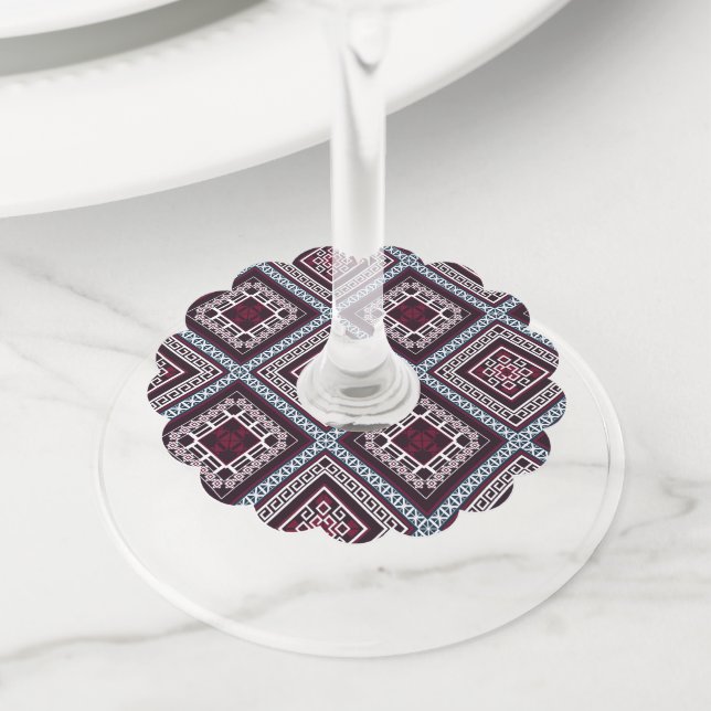 Étiquette Pour Verre De Vin Motif d'ornement (De près)