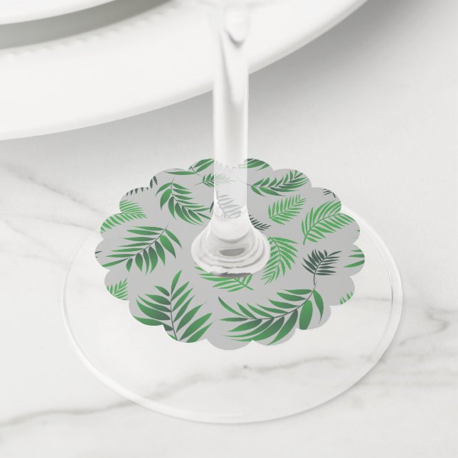 Étiquette Pour Verre De Vin Motif Feuille tropical 11 (De près)