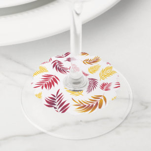 Étiquette Pour Verre De Vin Motif Feuille tropical 20