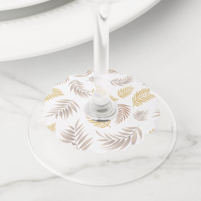 Étiquette Pour Verre De Vin Motif Feuille tropical 7 (De près)