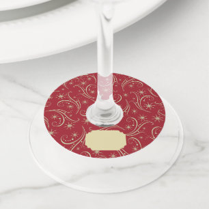 Étiquette Pour Verre De Vin Motif Gold Star Swirl