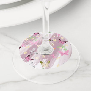 Étiquette Pour Verre De Vin Motif papillon 7