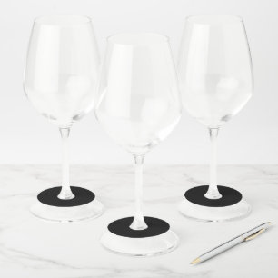 Étiquette Pour Verre De Vin Noir Uni Élégant