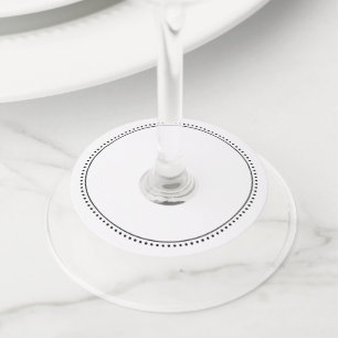 Étiquette Pour Verre De Vin Nom blanc Elegant noir et blanc Milgrain