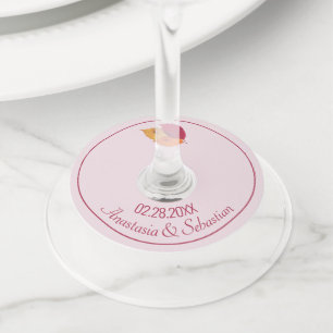 Étiquette Pour Verre De Vin Nom de mariage personnalisé Date Feuilles d'automn