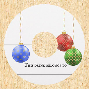 Étiquette Pour Verre De Vin Ornements jolis pour les fêtes de Noël