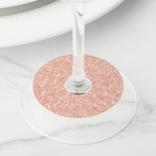 Étiquette Pour Verre De Vin Paillettes Or Rose