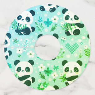 Étiquette Pour Verre De Vin Panda Bear Motif Vert Imprimer