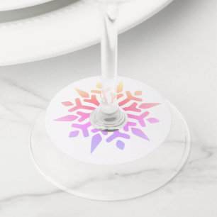 Étiquette Pour Verre De Vin Papier rond arc-en-ciel
