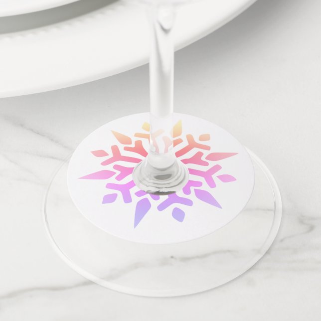 Étiquette Pour Verre De Vin Papier rond arc-en-ciel (De près)