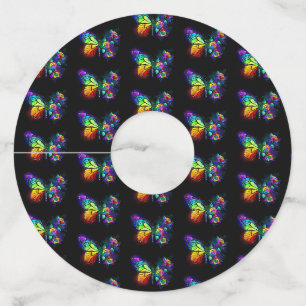 Étiquette Pour Verre De Vin Papillon arc-en-ciel