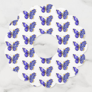 Étiquette Pour Verre De Vin Papillon Saphir Fleur