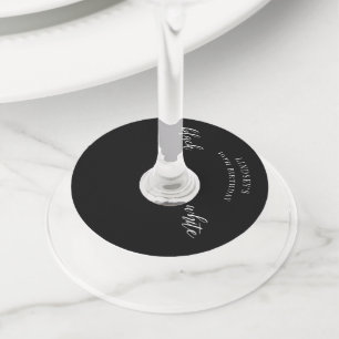 Étiquette Pour Verre De Vin Parti noir et blanc
