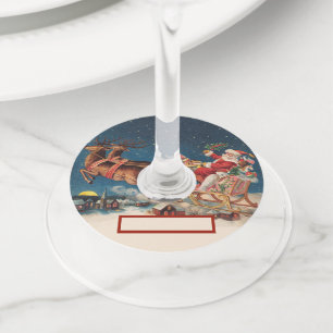 Étiquette Pour Verre De Vin Père Noël patriotique