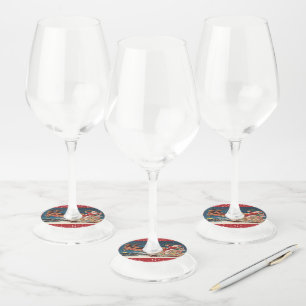 Étiquette Pour Verre De Vin Père Noël patriotique