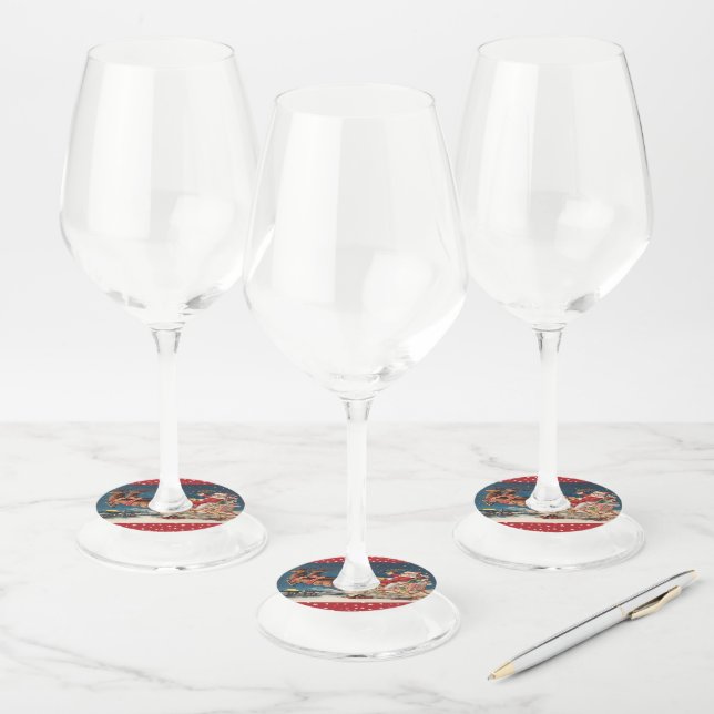 Étiquette Pour Verre De Vin Père Noël patriotique (Lot)