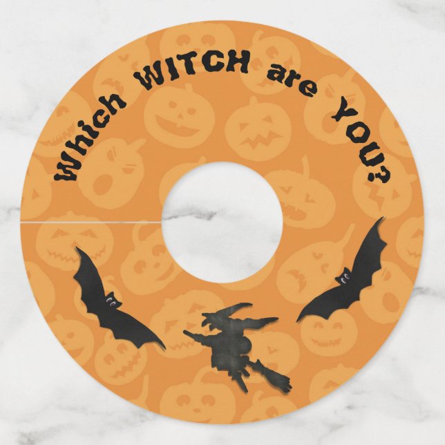 Étiquette Pour Verre De Vin Quelle sorcière Halloween (Devant)