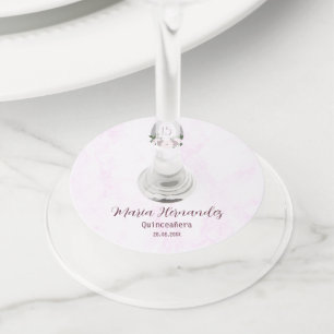 Étiquette Pour Verre De Vin Quinceanera Floral Western Horseshoe