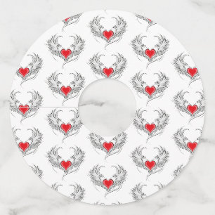 Étiquette Pour Verre De Vin Red Angel Coeur avec ailes