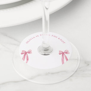 Étiquette Pour Verre De Vin Rose Pâle Nœud Elle Attache Le Nœud Réception de M