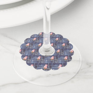 Étiquette Pour Verre De Vin Rose rose et denim