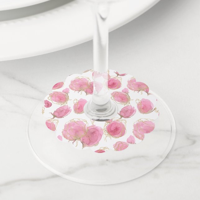 Étiquette Pour Verre De Vin Roses roses (De près)