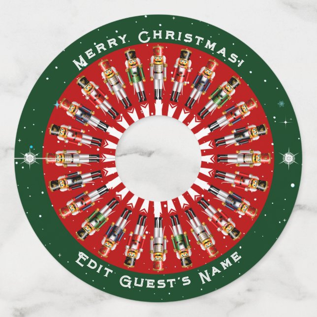 Étiquette Pour Verre De Vin Soldats du Jouet Festive Nutcracker (Devant)