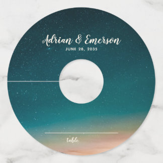 Étiquette Pour Verre De Vin Starry Night Sky Sunset Mariage Place Card