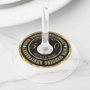 Étiquette Pour Verre De Vin Texte Parties scintillant or