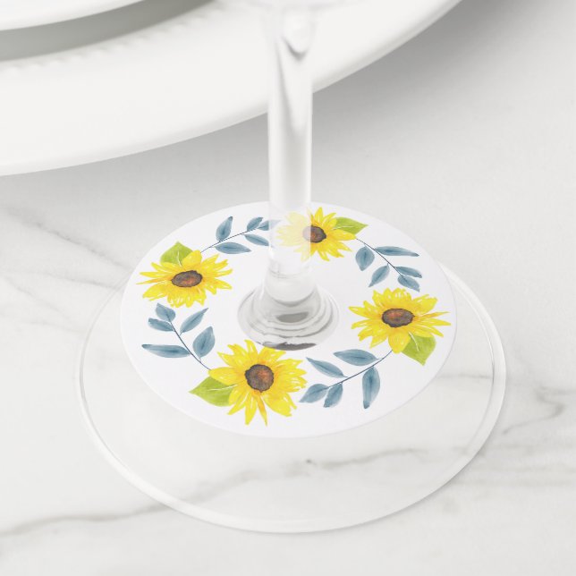 Étiquette Pour Verre De Vin Tournesol (De près)