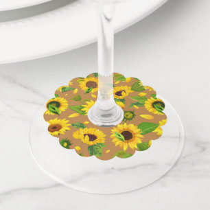 Étiquette Pour Verre De Vin Tournesol aquarelle 5