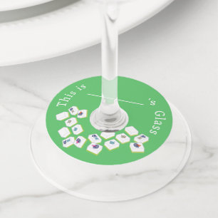Étiquette Pour Verre De Vin Tuiles de Mahjong Point Fissure Bam VERT