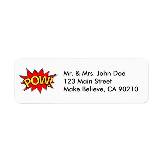 Étiquette POW ! - Superhero Comédie Livre rouge/bulle jaune (Devant)