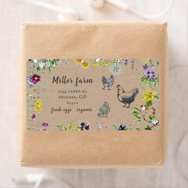 Étiquette prairie sauvage floral rustique script oeuf boîte  (En situation)