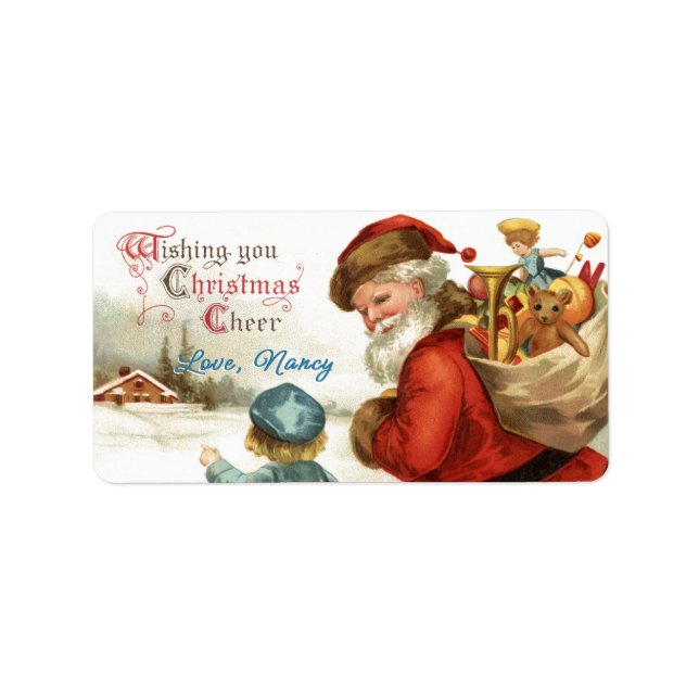 Étiquette Pré-signé vous souhaite Noël Cheer Cadeau Étiquett (Devant)