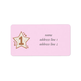 Étiquette Premier Anniversaire rose et Gold Star