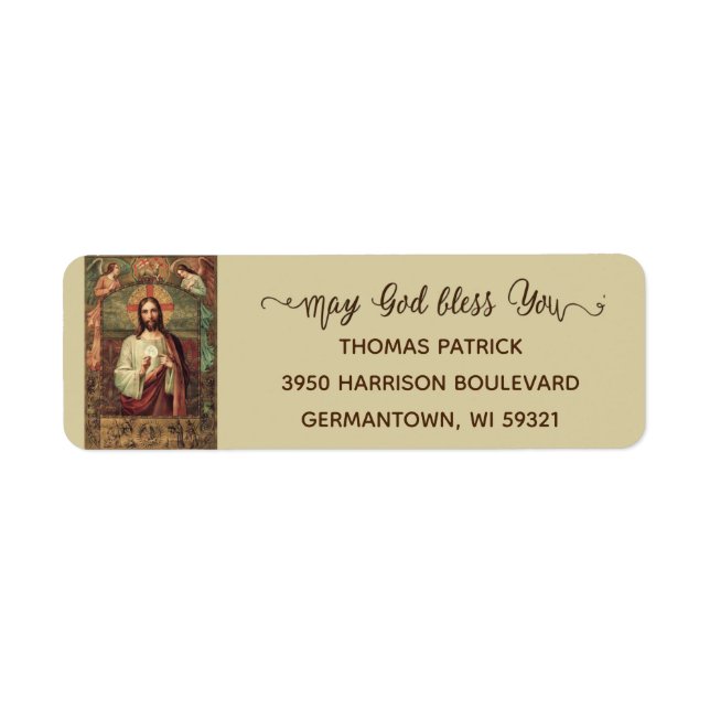 Étiquette Première Communion Sainte Jésus Eucharistie Tradit (Devant)