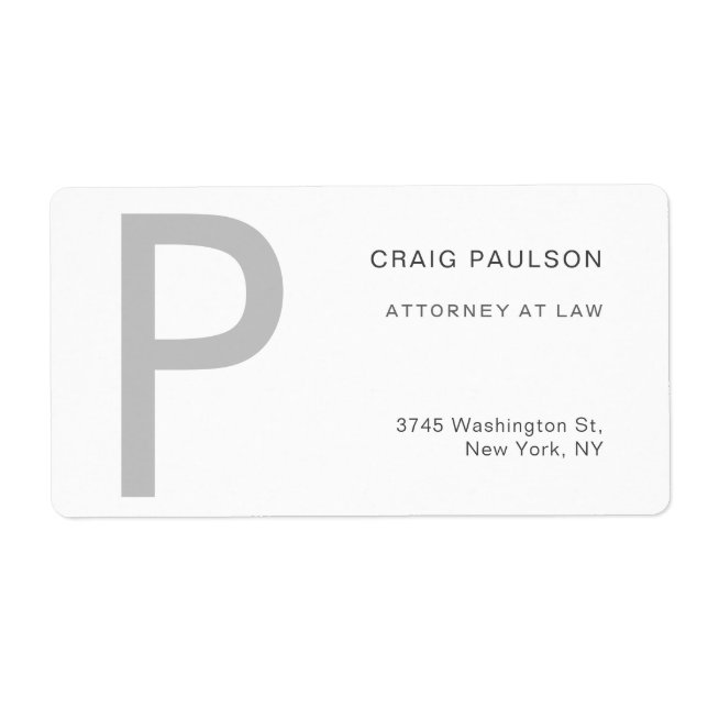 Étiquette Premium Linen Monogramme Attorney at Law Modern (Devant)