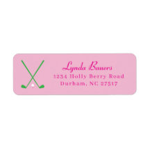 Preppy Pink and Green Golf Lover Adresse de retour