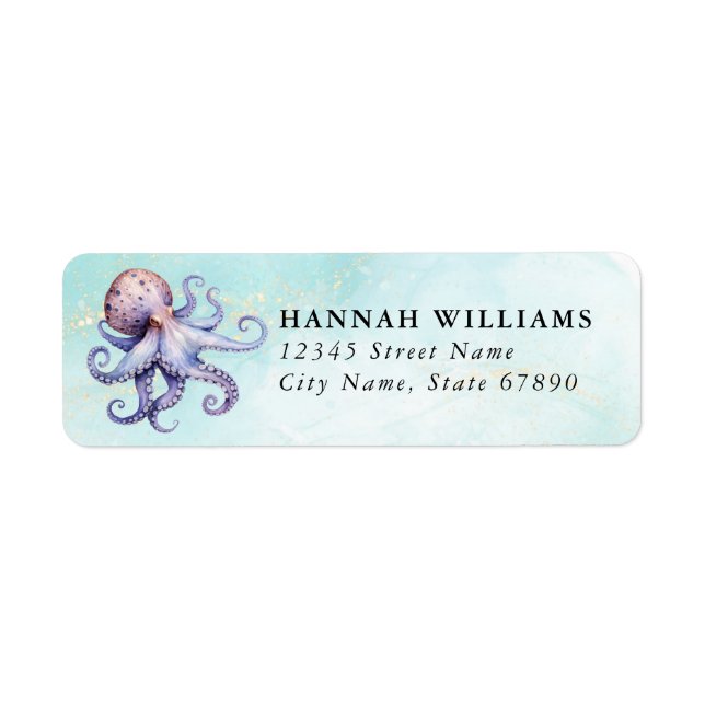 Étiquette Pretty Octopus Return Address Labels (Devant)