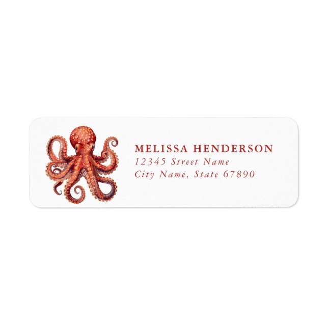 Étiquette Pretty Octopus Return Address Labels (Devant)