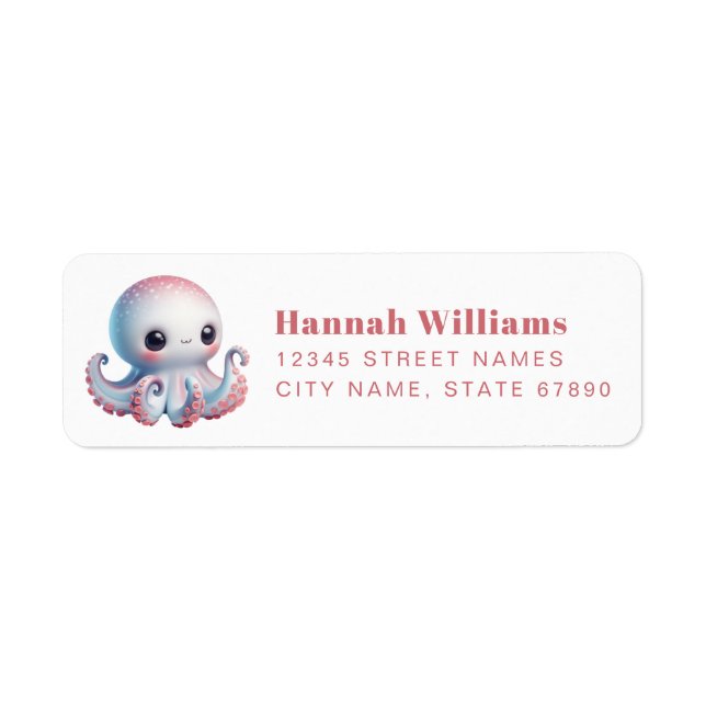 Étiquette Pretty Octopus Return Address Labels (Devant)