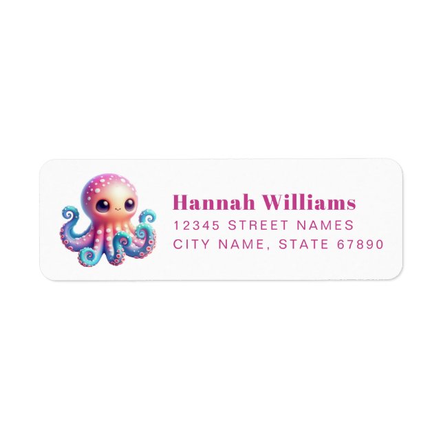 Étiquette Pretty Octopus Return Address Labels (Devant)
