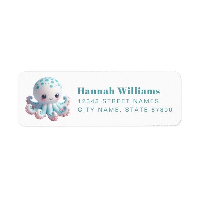 Étiquette Pretty Octopus Return Address Labels (Devant)